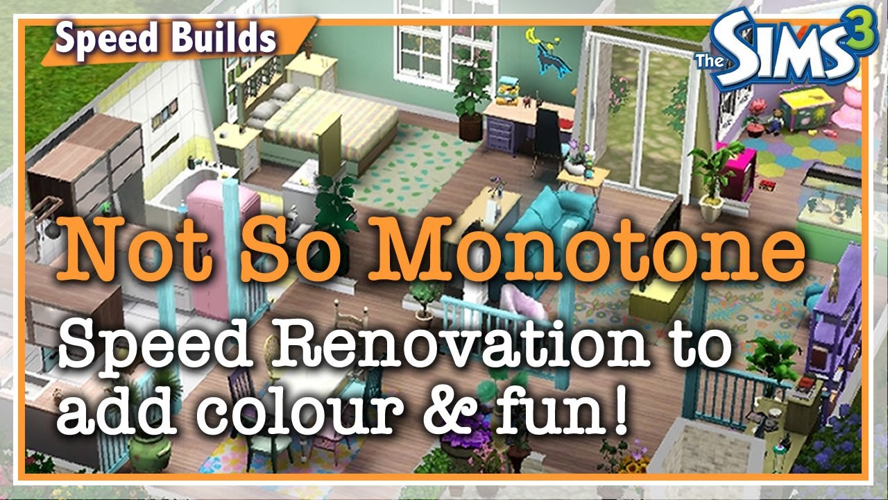 Renovating the ‘Monotone’ house in Sunset Valley to be COLOURFUL and FUN! 🌈  | Sims 3 Speed Build
