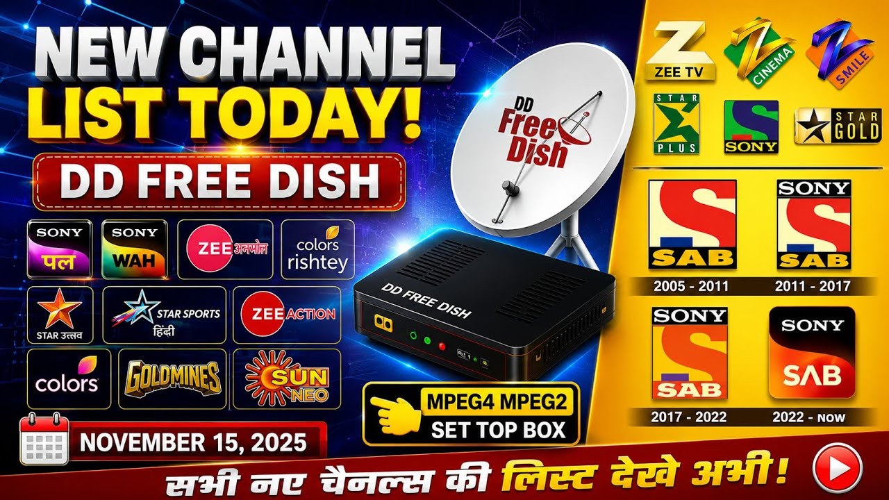 DD Free Dish 15 November 2025 Today Channel List | MPEG2–MPEG4 New Update | All Channel Live Proof