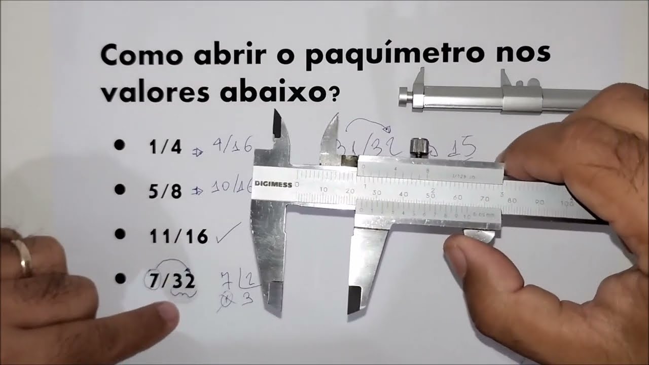 Paquímetro em polegada fracionária