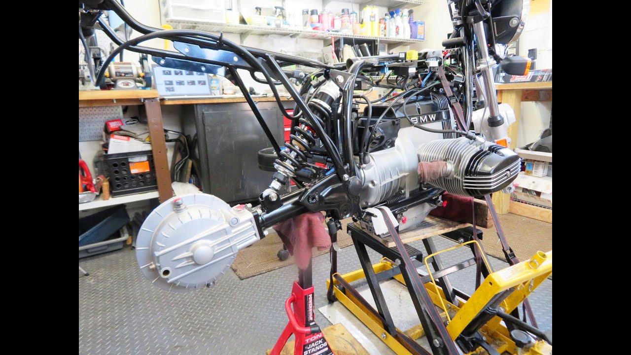 1983 BMW R80ST Install Swing Arm, Rear Drive, Monoshock