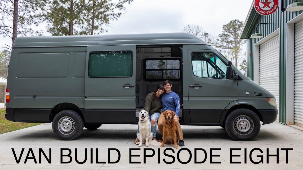Van Build Episode 8! The End of the Restoration! Window Install // Spraying Truck Bed Liner