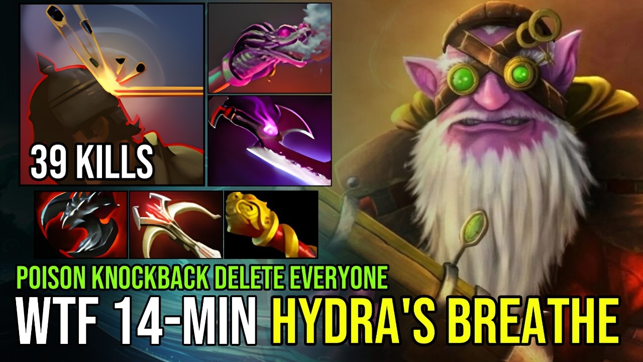 WTF 14-MIN Hydra&rsquo;s Breath Mid Sniper &mdash; INSANE Damage Poison Knockback DELETE Everyone! | Dota 2