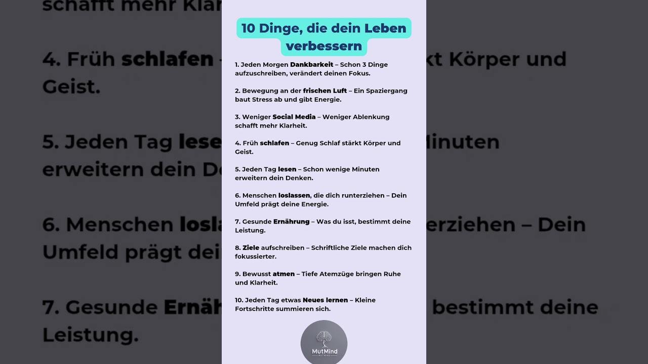 10 Dinge, die dein Leben verbessern #motivation #erfolg #tipps #disziplin