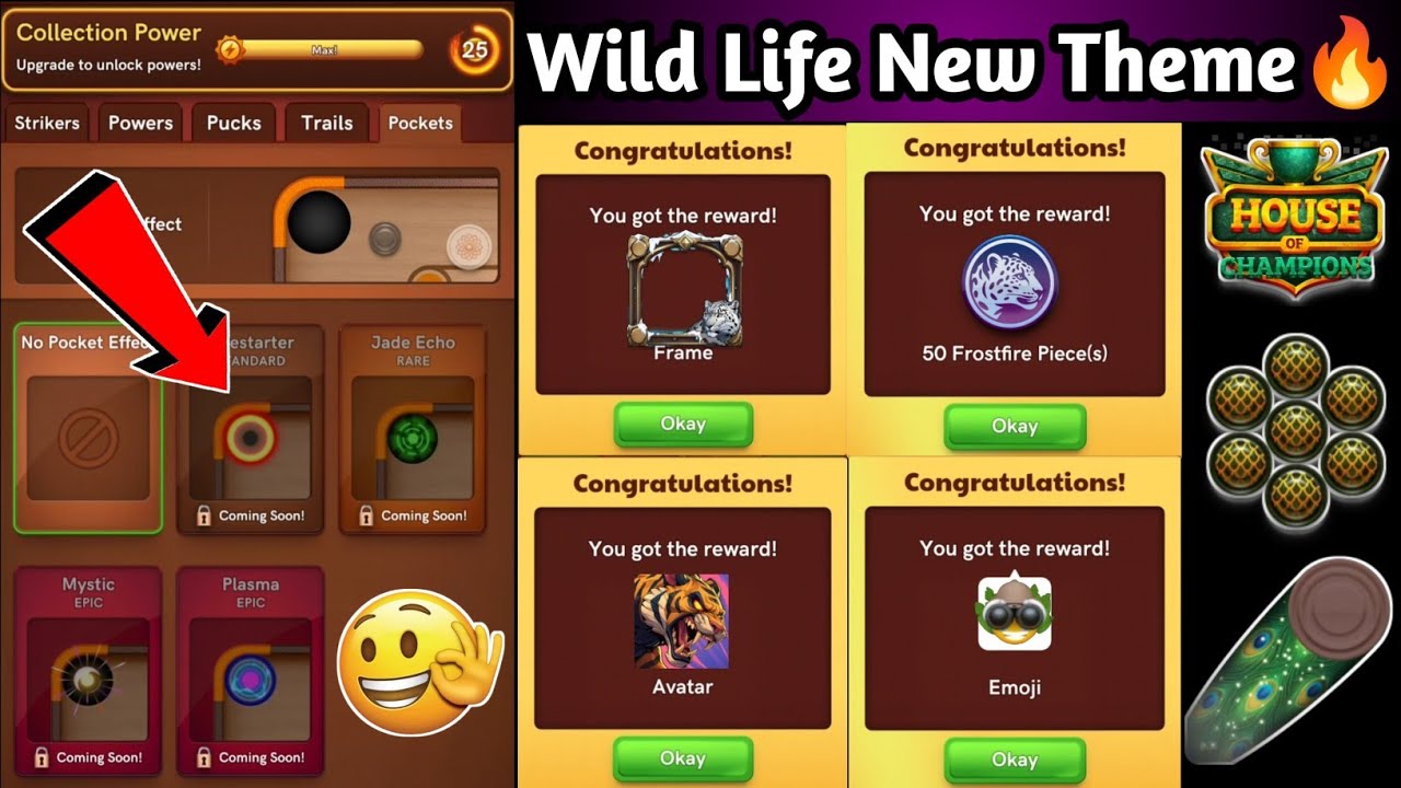 Pockets New Update😱|Into The Wild Season New Upcoming Carrom Pass🔥|Wild Life Theme Free🔥|#CarromPool