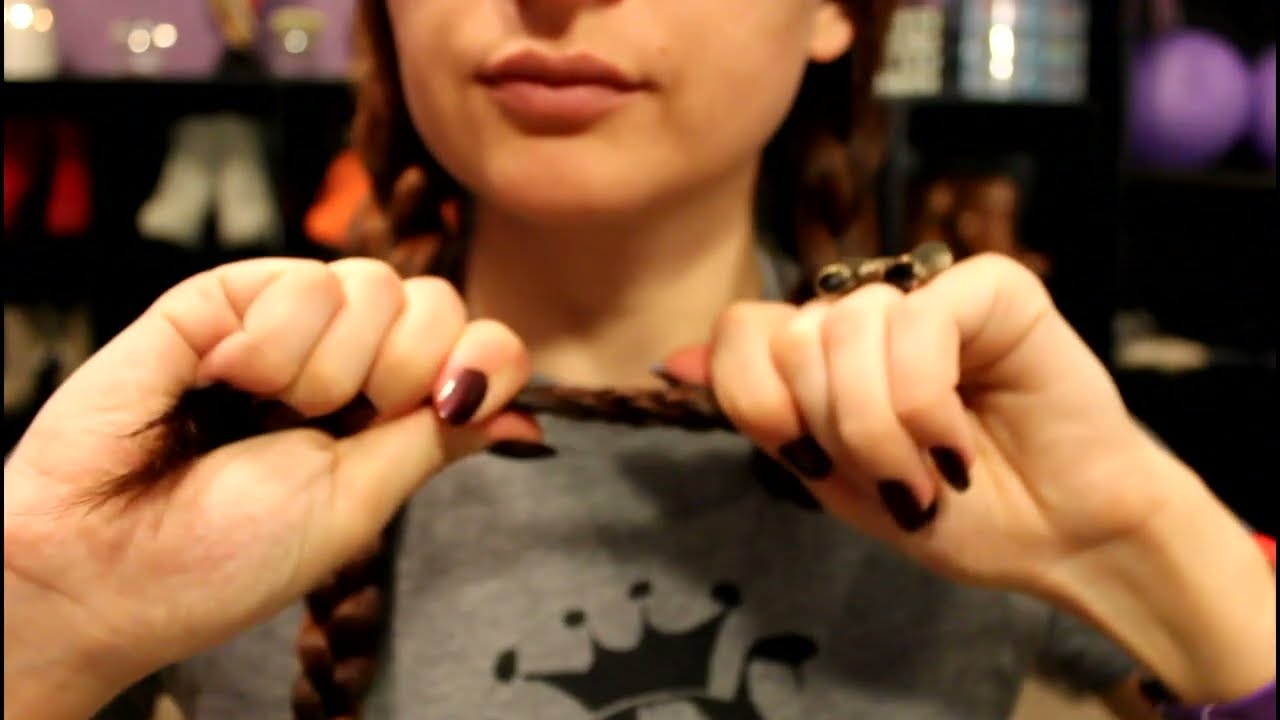 ASMR hair brushing while chewing gum