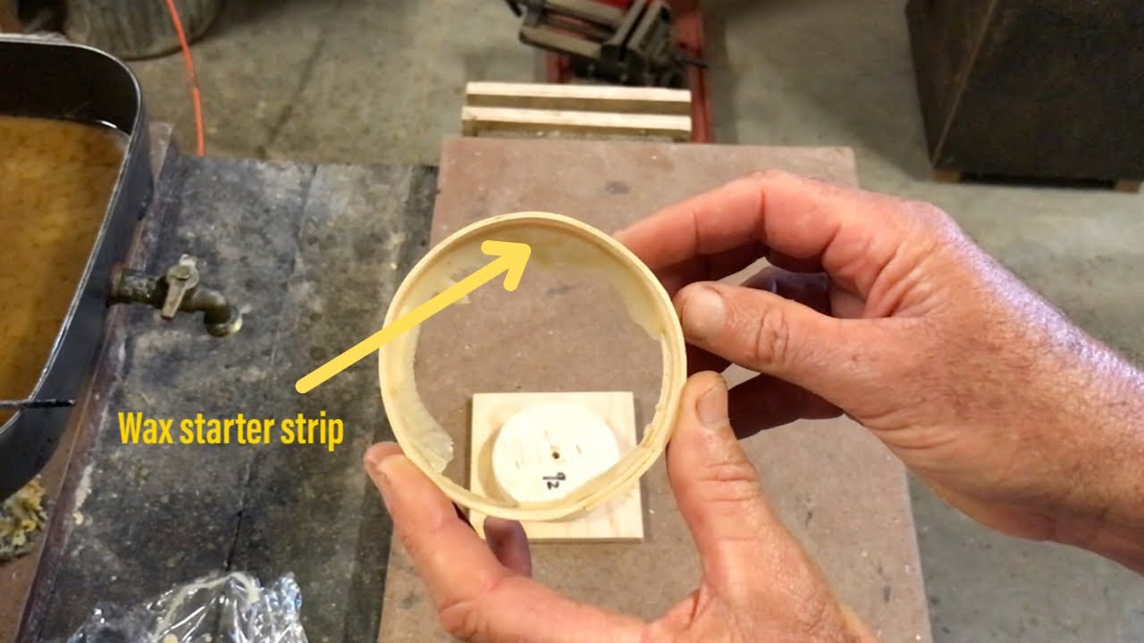 Beekeeping - A simple method for making starter strips on small frames @ Les Gold