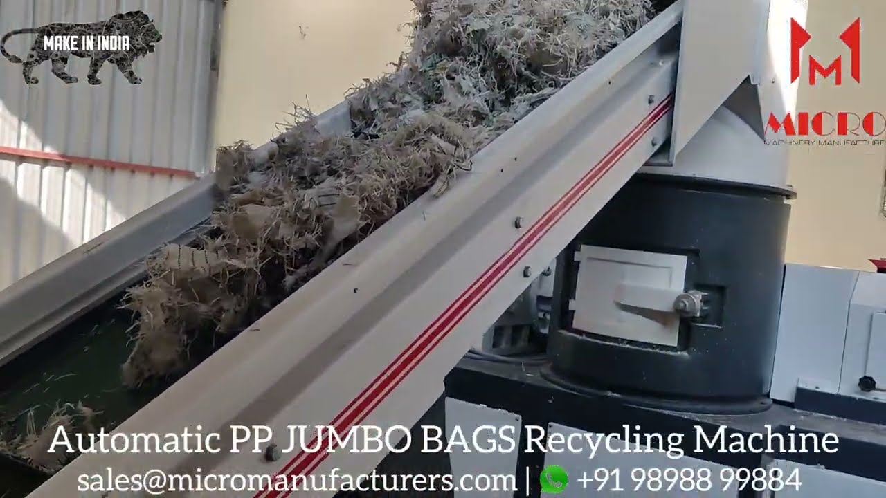 UNWASHED FIBC Jumbo Bags Recycling Machine, Recycle FIBC Jumbo Bags Automatic Feeding PP/HDPE RAFFIA