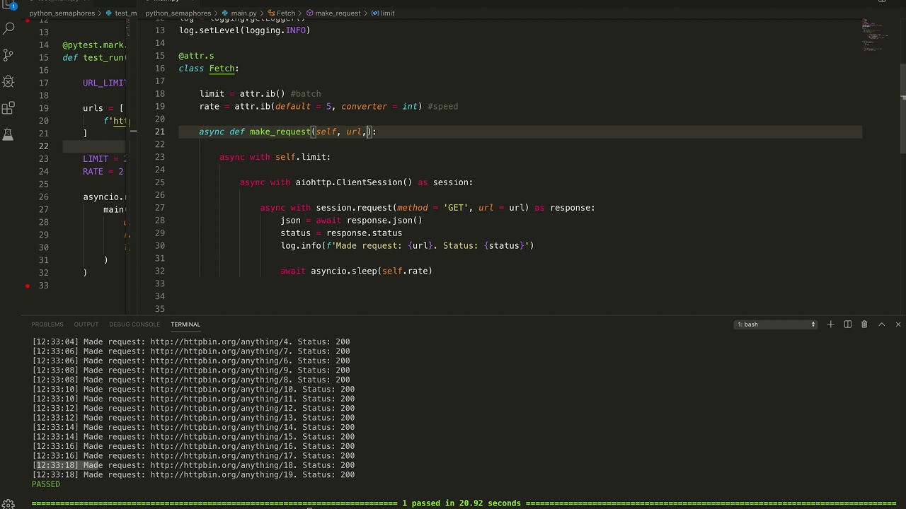 Rate Limiting API Requests with asyncio, aiohttp and semaphores