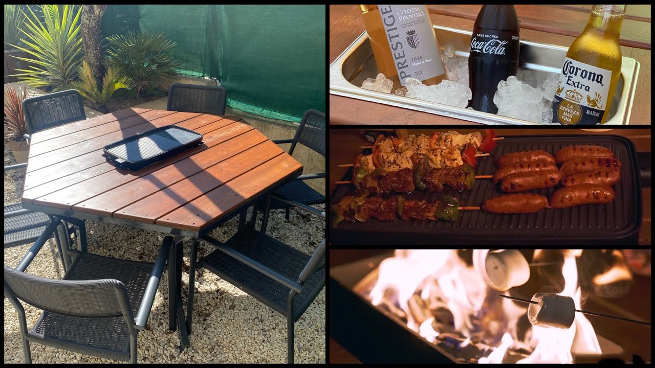 Table de jardin 3 en 1 : Plancha / Bac à glaçon / Brasero