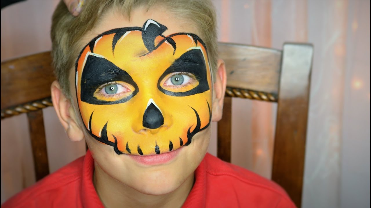 Easy Pumpkin Skull Face Paint / Makeup