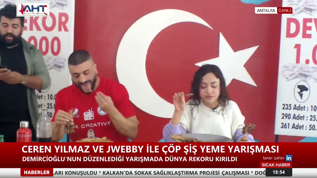 @cerenyilmazorginal ve @jwebbycaneat Meşhur Çöp Şiş Yarışmasında Dünya Rekoru Kırıldı