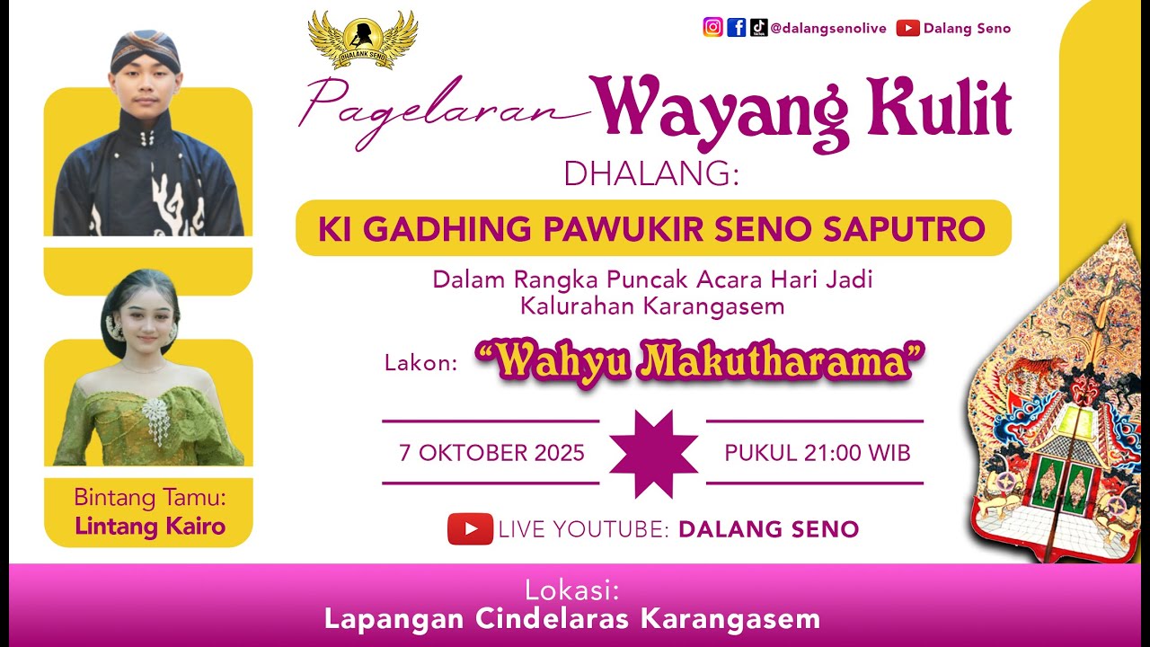 #LiveStreaming Wayangkulit Ki Gadhing Pawukir Seno Saputro - WAHYU MAKUTHARAMA