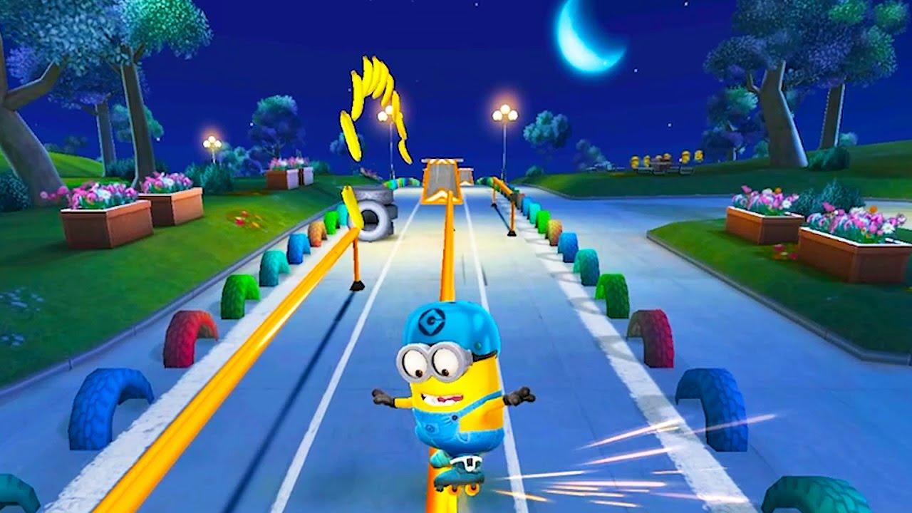 Skater minion jumped over 150 obstacles with roller skates in minion park map