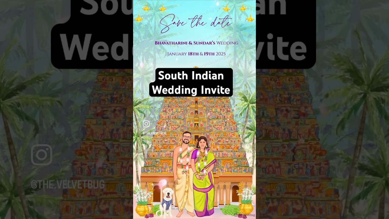 SOUTH INDIAN WEDDING | TAMIL WEDDING | CARICATURE INVITE | DIGITAL INVITE