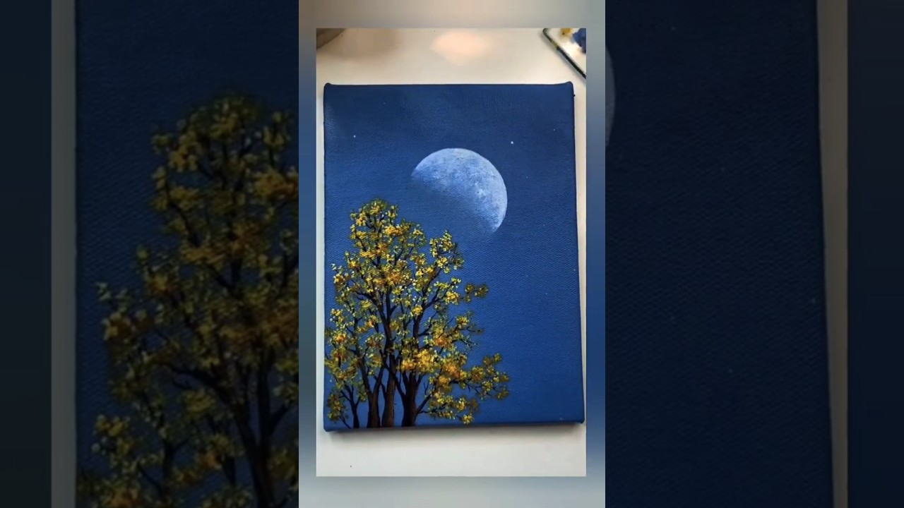 How to draw a night scenery #penting# ecrelik colour # penting # easy penting 👍