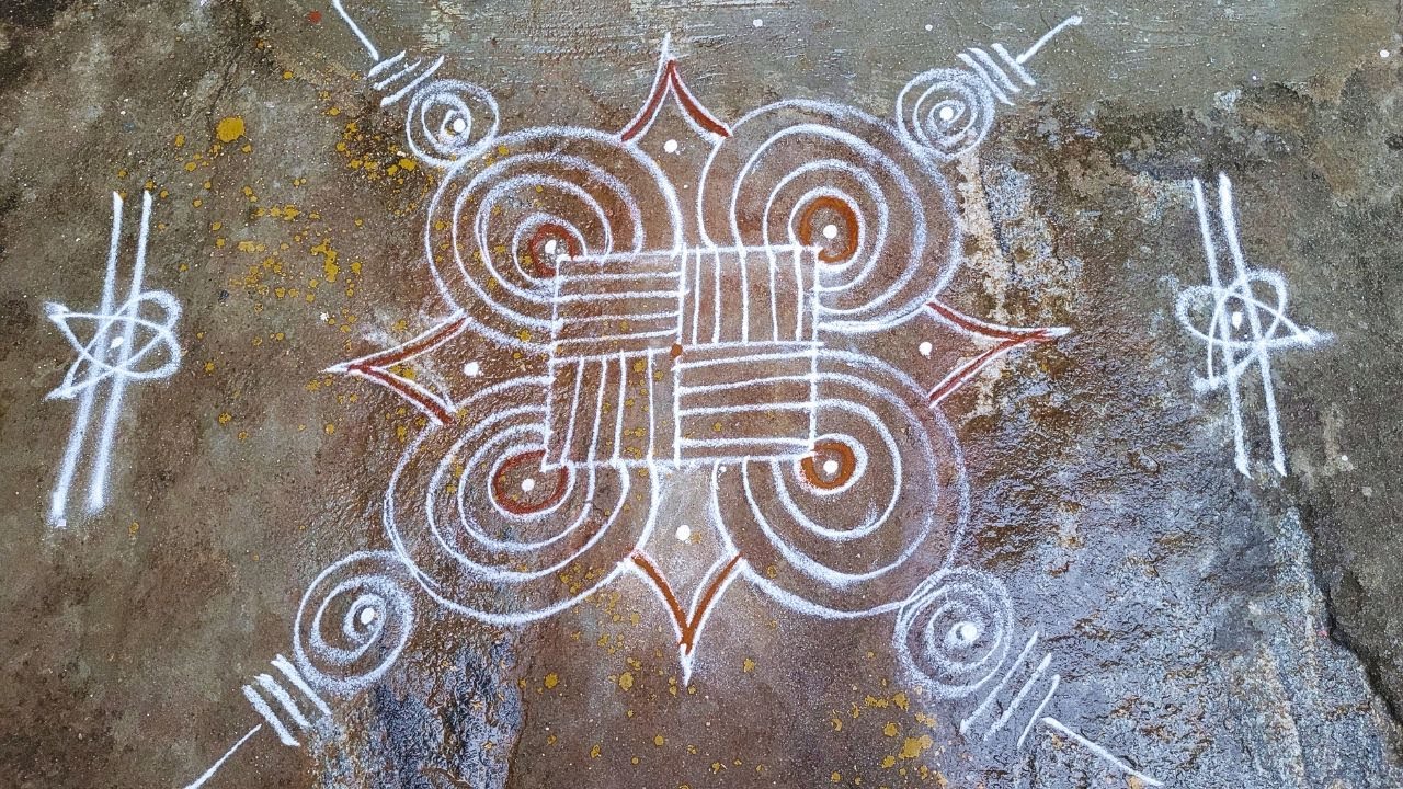 Rangoli Kolam—Margazhi month Simple Padi Kolam! 🎨