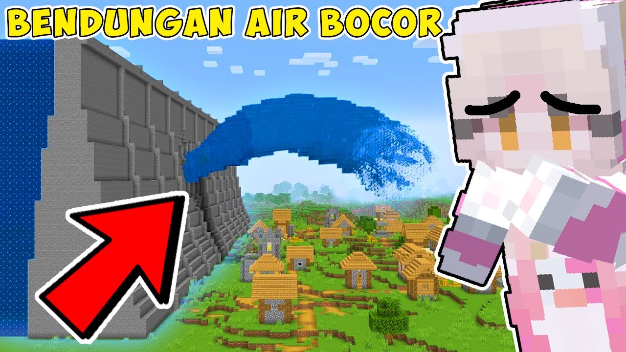 MOMON BUAT BENDUNGAN AIR TERBESAR DI MINECRAFT & BOCOR GARA-GARA ITU RUMAH VILLAGER JADI TENGGELAM