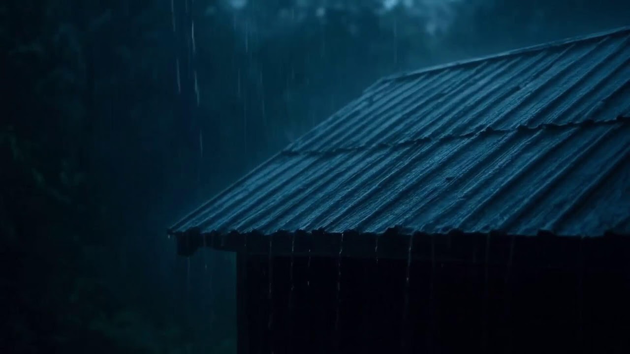 Thunderless Heavy Rain on Roof | Calm White Noise for Sleep
