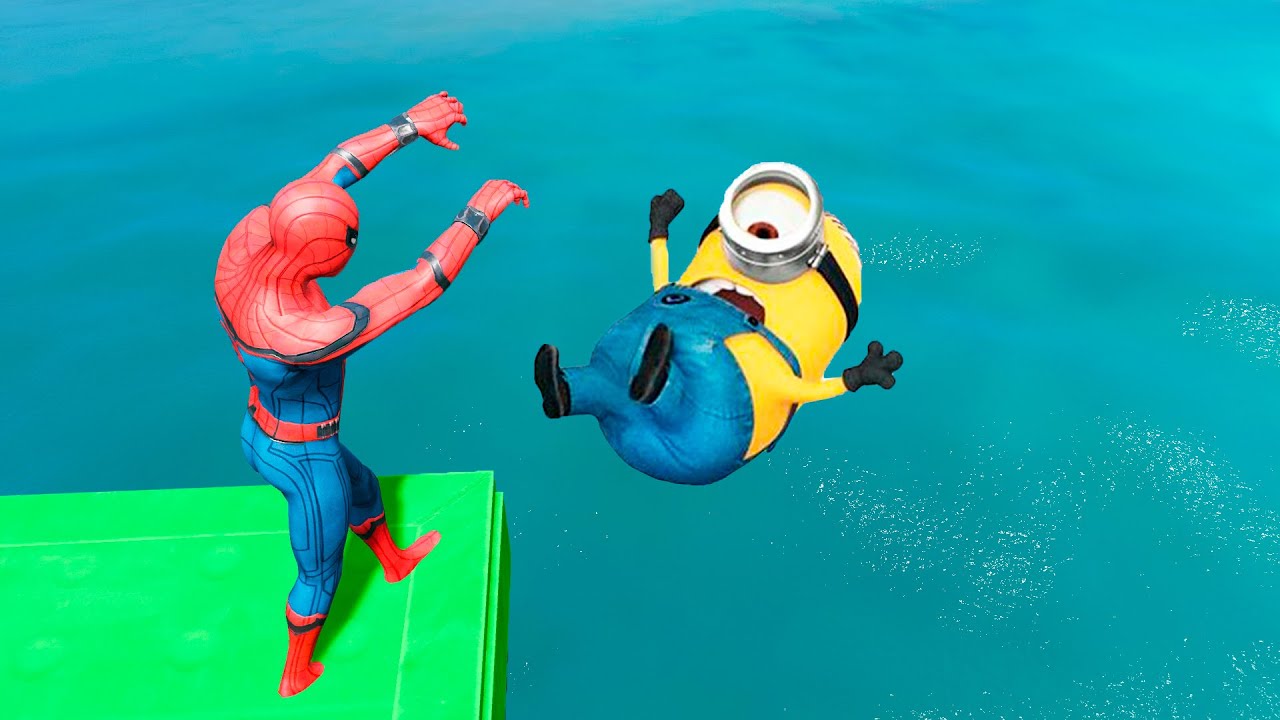 GTA 5 Spiderman vs Minions Ragdolls | Ep.1 [Euphoria physics, Fails]