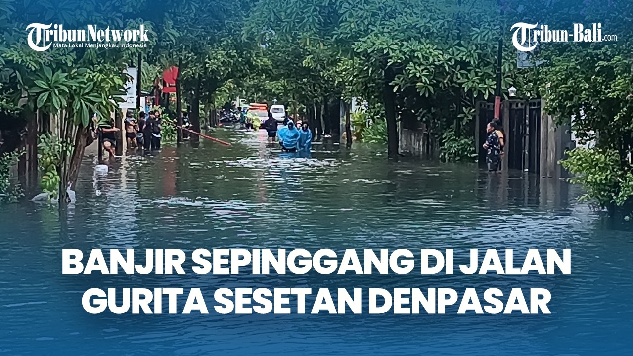 Banjir Sepinggang Rendam Jalan Gurita Sesetan, Warga Mengungsi Sejak Dini Hari