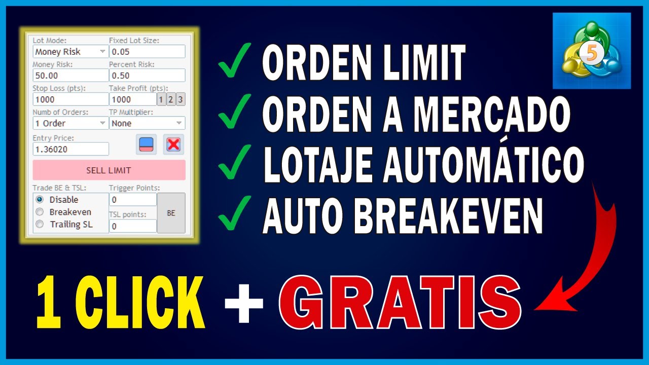 Calculadora Forex: Lote y Breakeven AUTOMÁTICOS con 1 Click en MT5