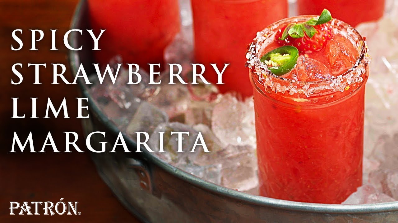 Spicy Strawberry Margarita Recipe - Frozen Cocktails | Patr&oacute;n Tequila