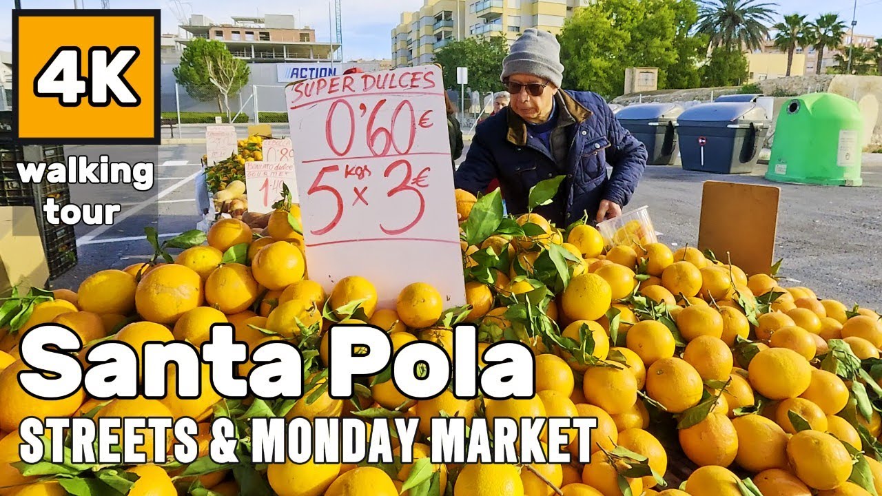 Santa Pola, Alicante Spain | Walking Tour | Monday Street Market City walk