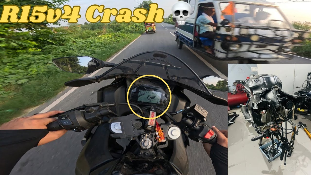 R15v4 Crash on Truck 💀 || Yamaha R15 Crash 🫣