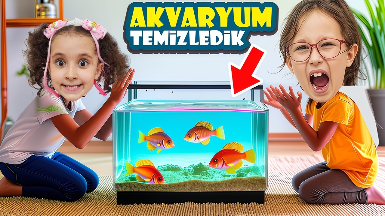 BAHAR VE BANU ALYA İLE BALIKLARIMIZIN SUYUNU DEĞİŞTİRDİK !! EYVAH BALIKLAR SÜZGEÇTE KALDI !!