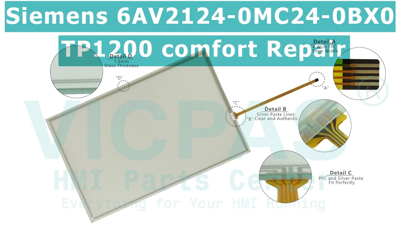 6AV2124-0MC24-0BX0 Siemens TP1200 Touch Screen And Front Overlay HMI Repair Parts