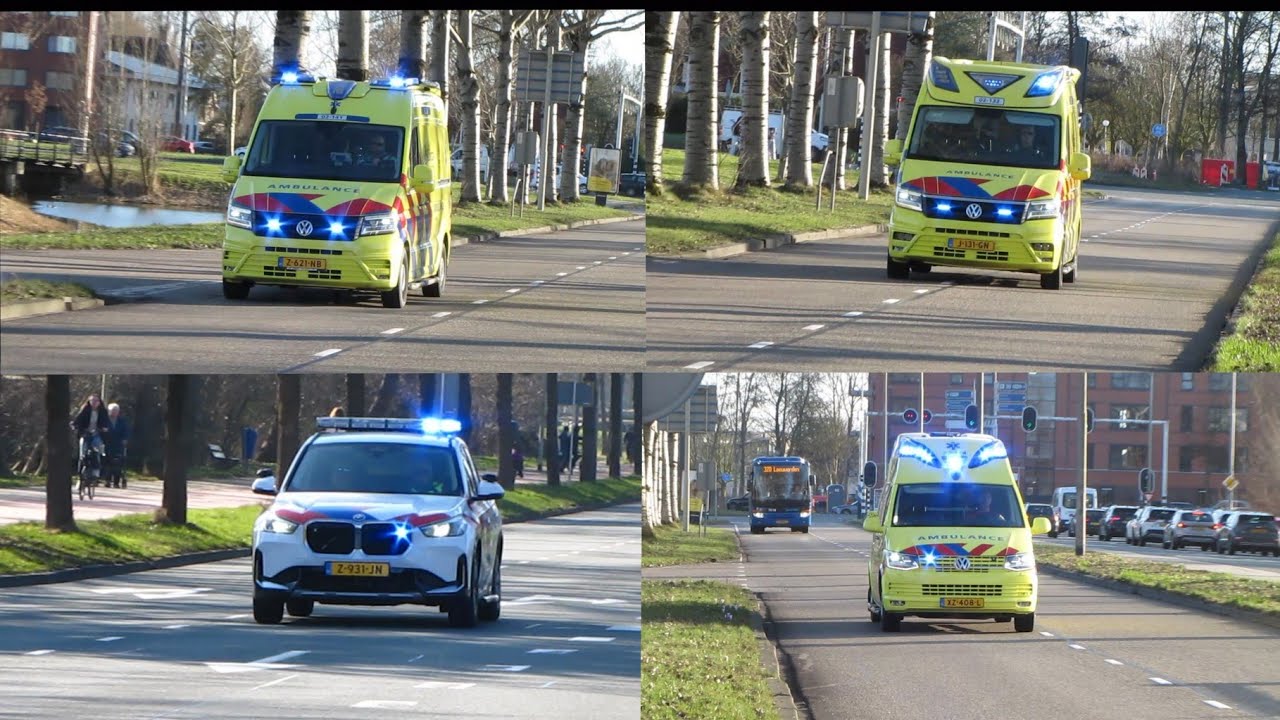 Meerdere Ambulance's politie-[Rijopleiding] en Brandweervoertuigen met spoed in Leeuwarden! 