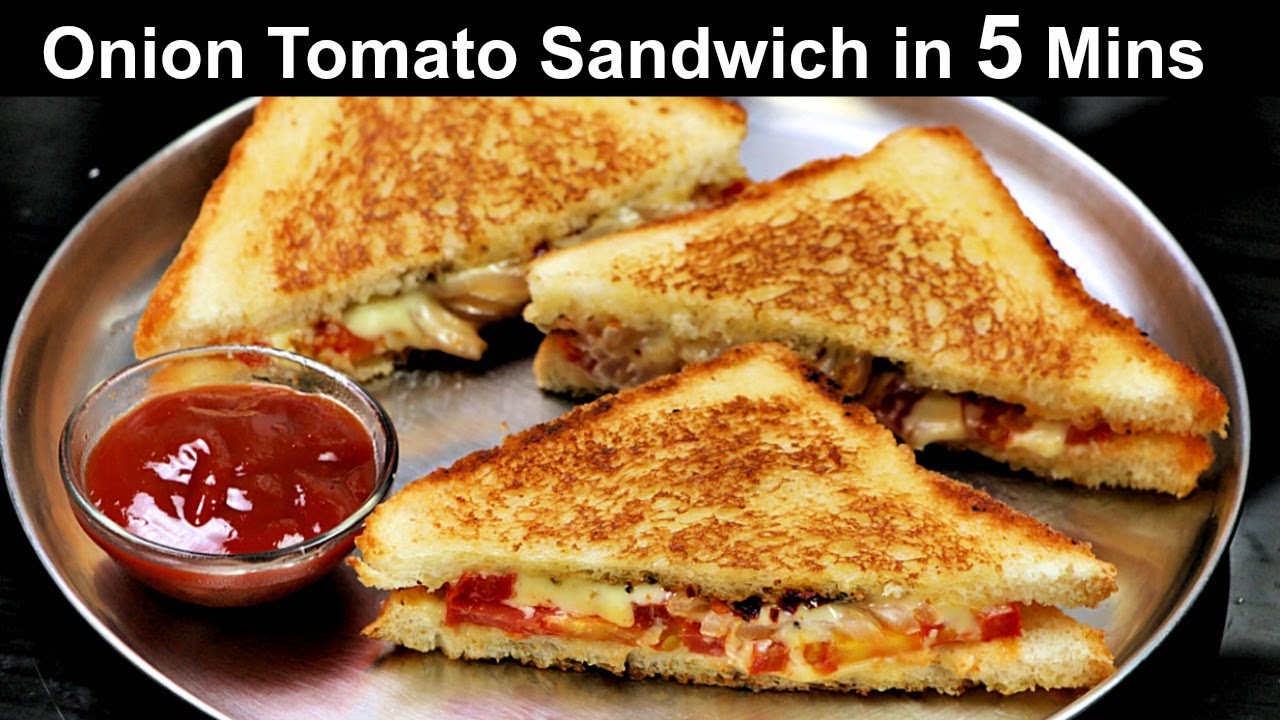 प्याज़ टमाटर सैंडविच ५ मिनट में | OnionTomato Sandwich | Veg sandwich | Tawa sandwich |kabitaskitchen