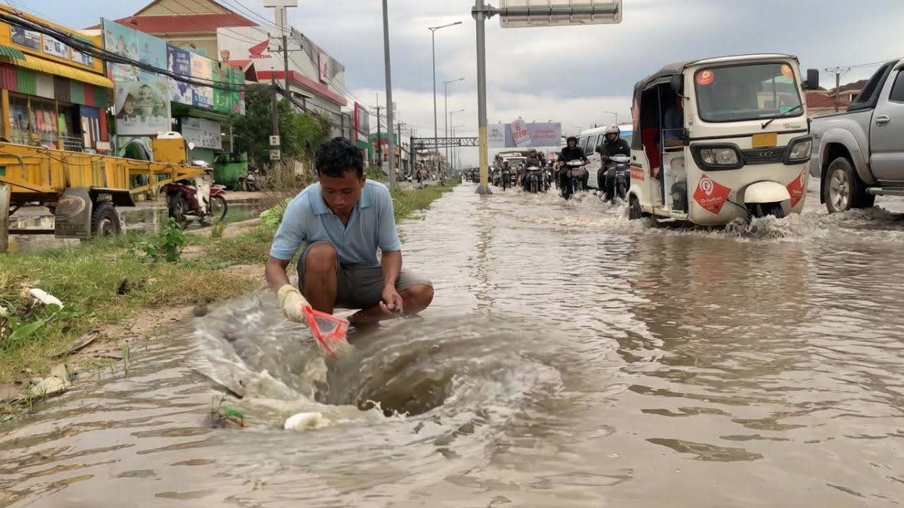 Severe Street Flood Caused by Plastic Clogged Drain