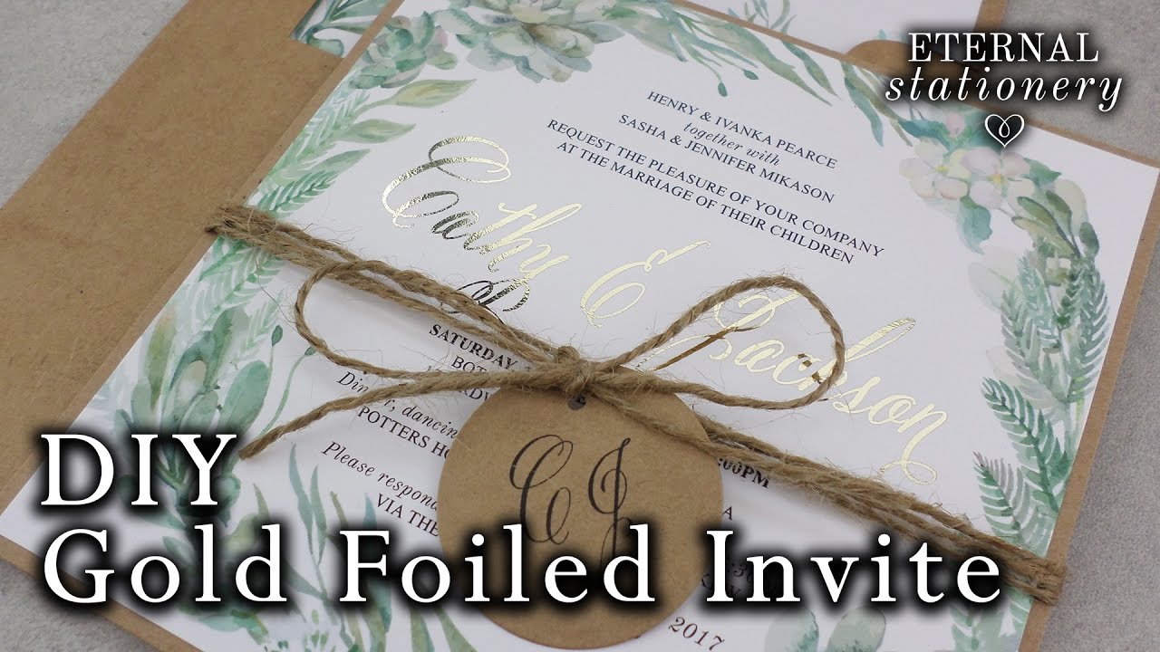 DIY Gold foil Wedding Invitations | Rustic Watercolour Succulents | How to gold foil | Minc