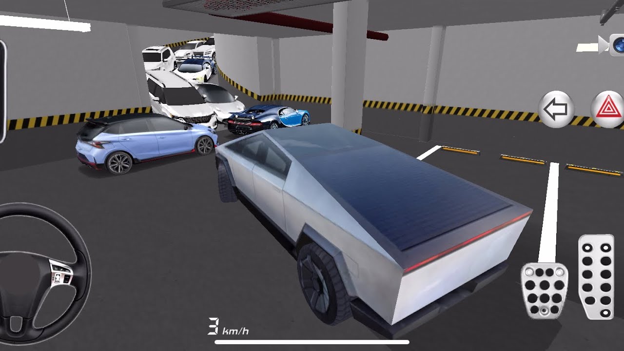 Tesla cyber truck get stuck🥶in parking building in 3D driving class #gaming 