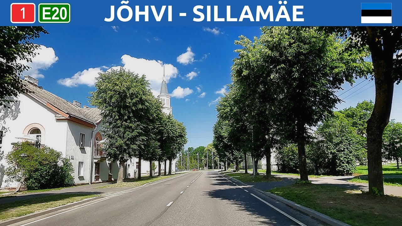 Driving in Estonia. A road from Jõhvi to Sillamäe. 4K