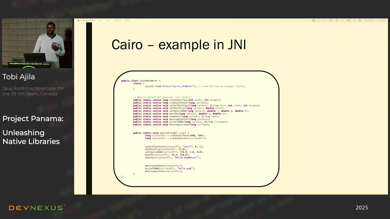Devnexus 2025 - Project Panama  Unleashing Native Libraries - Tobi Ajila