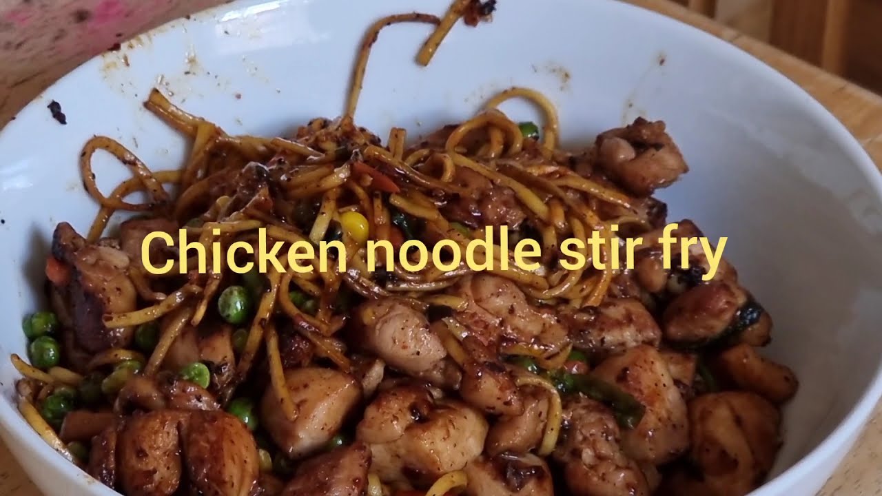 Chicken thigh, egg noodles with veg stir-fry on uniflame griddle