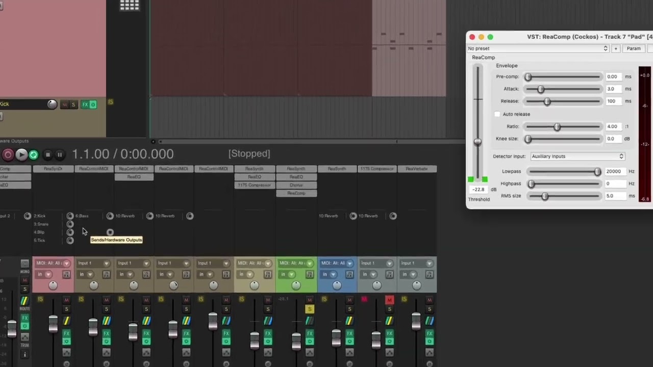 Usando compresión Side-Chain en Reaper