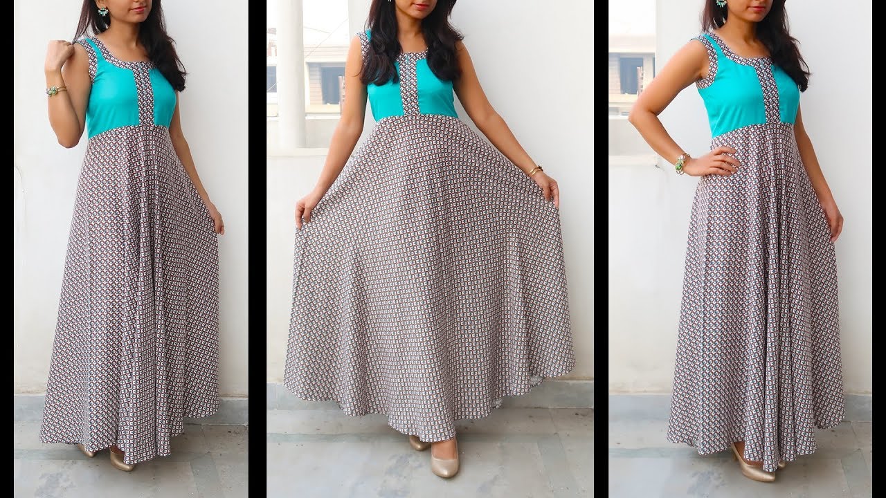 DIY : Designer Long Kurti Dress | Stylish Kurti Dress from Printed Fabric