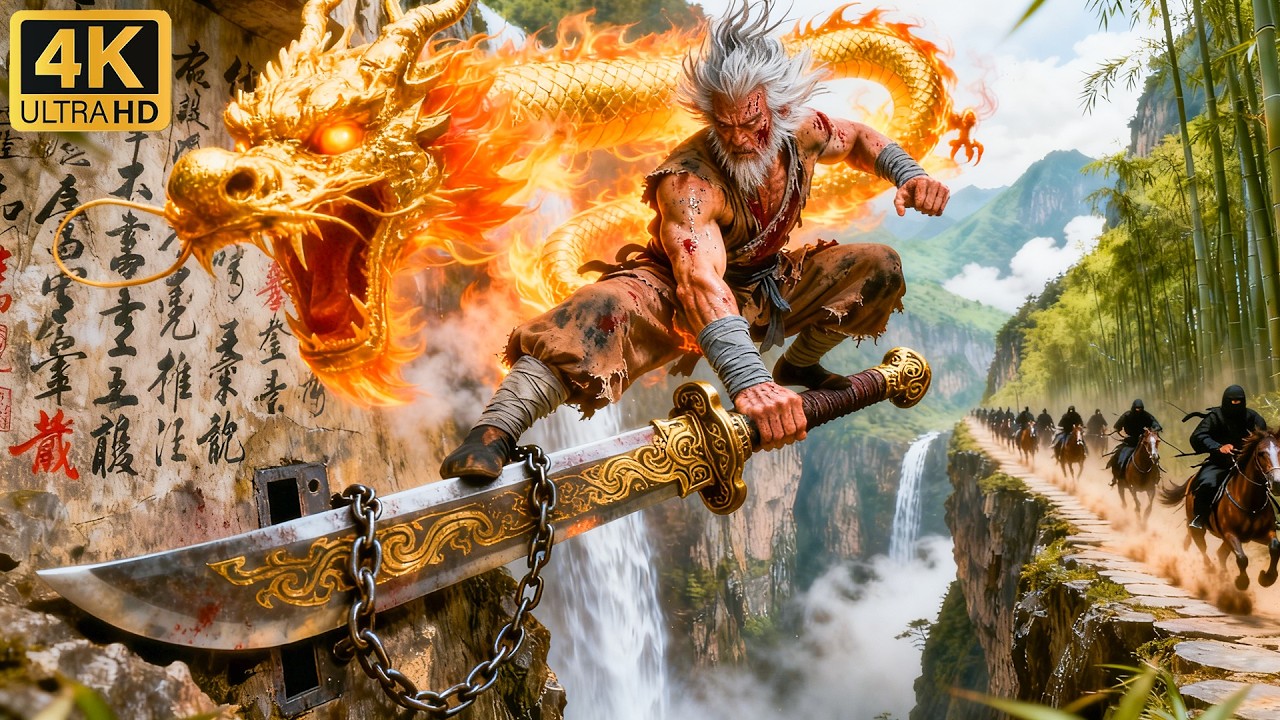 閉關三十年的絕世殺神重出江湖，一招降龍十八掌橫掃十大宗師！#武侠片 #动作#kungfu #激战 #武侠