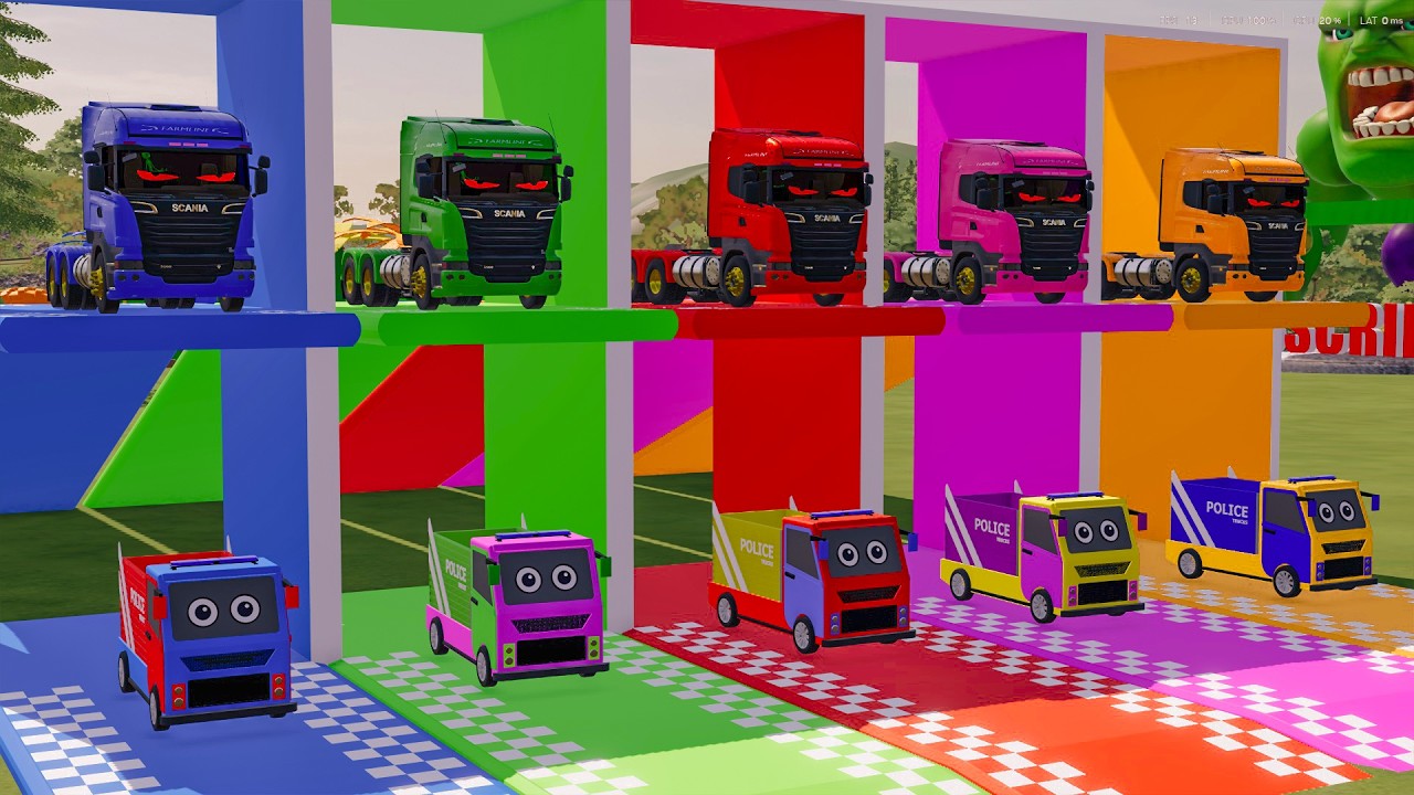 TRANSPORTING POLICE CARS & RUSTY CARS WITH AUTOTRANSPORTTRUCK N CAR of COLOR  Farming Simulator 22