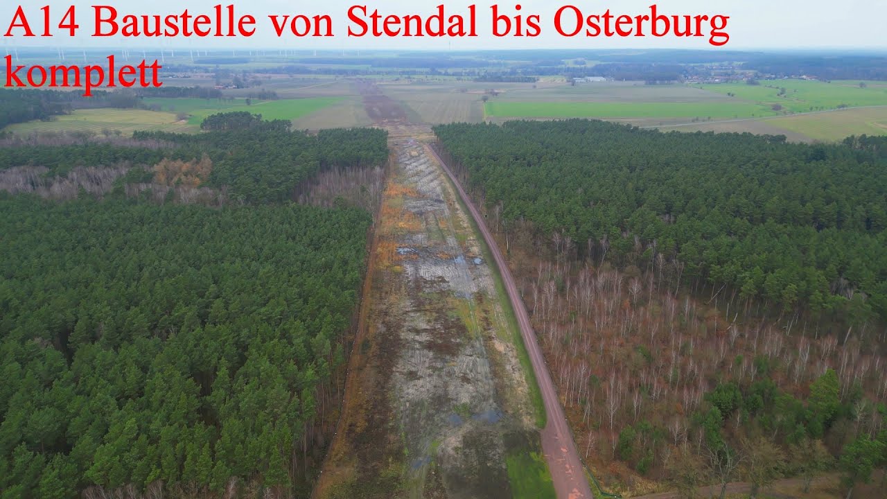 A14 Baustelle von AS Stendal bis AS Osterburg - kompletter Flug