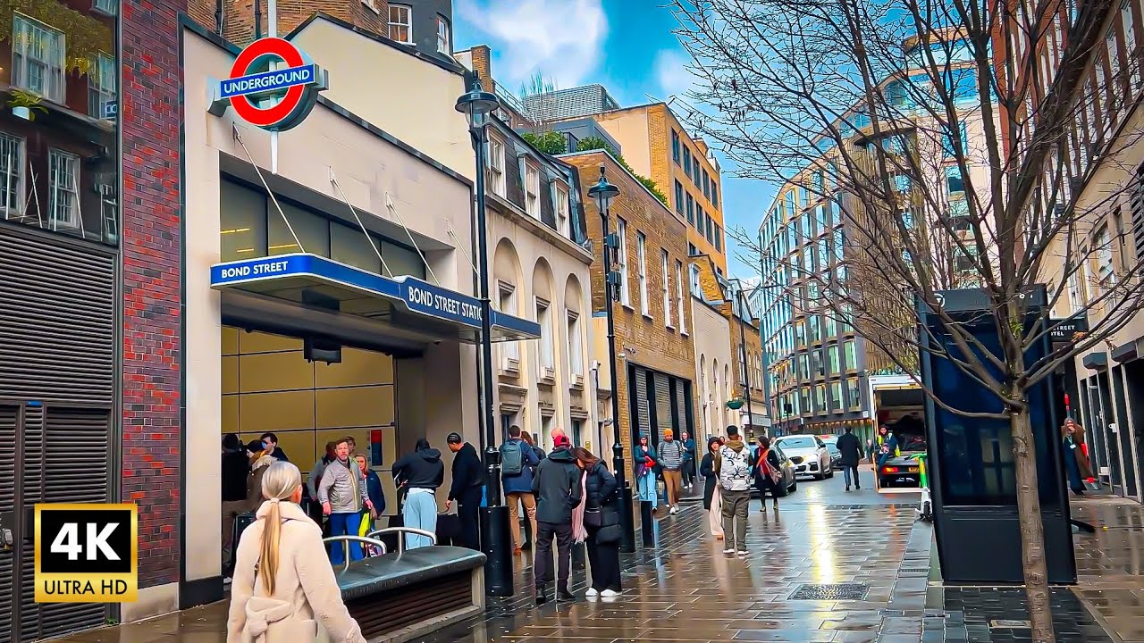 [4K] Rainy London🇬🇧 Walking Tour | Oxford Circus to Marble Arch via Bond Street
