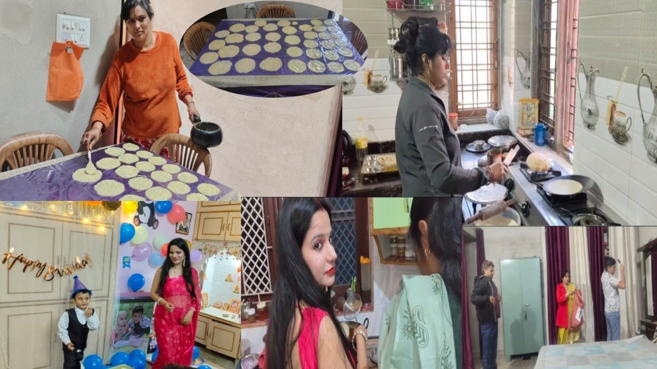 🌹 आज चावल और आलू के पापड़ बनाएं और फिर शाम को भांजे के बर्थडे पार्टी में गए छोटी सिस्टर के घरll