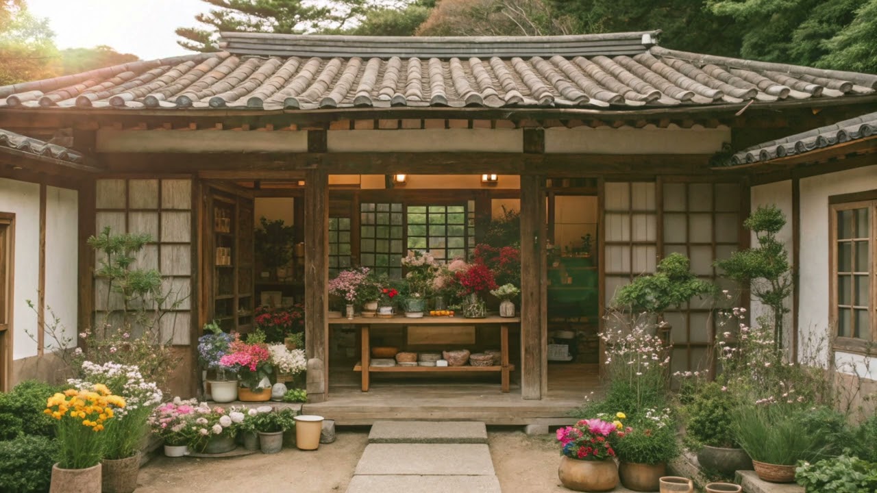 𝐩𝐥𝐚𝐲𝐥𝐢𝐬𝐭 꽃이 가득한 한적한 한옥의 하루, 따스한 음악과 함께