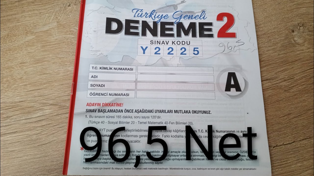 Özdebir Türkiye geneli tyt deneme sınavı-2 sonucum ve yorumum