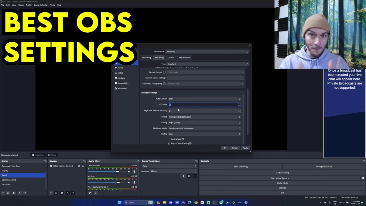 BEST Recording Settings in OBS for 1440p 60fps