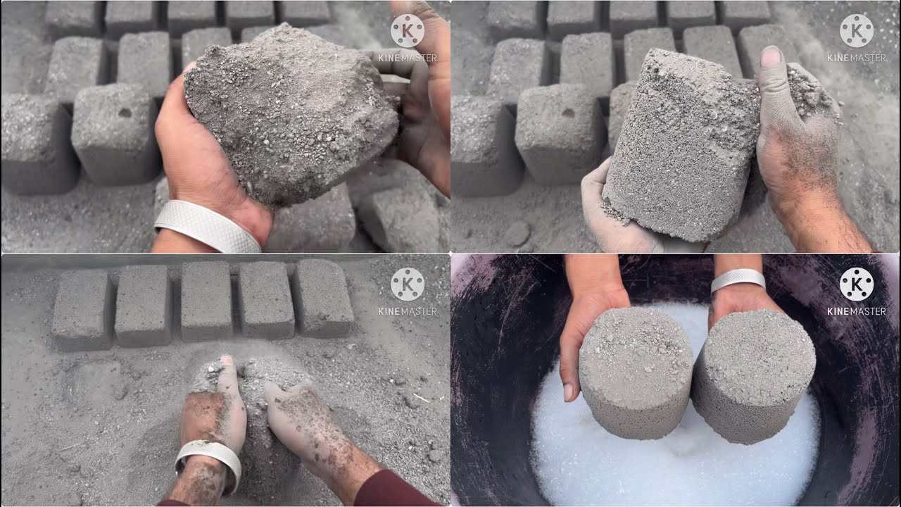 ASMR|| gritty soft sand cement in water and dry crumbling #satisfying