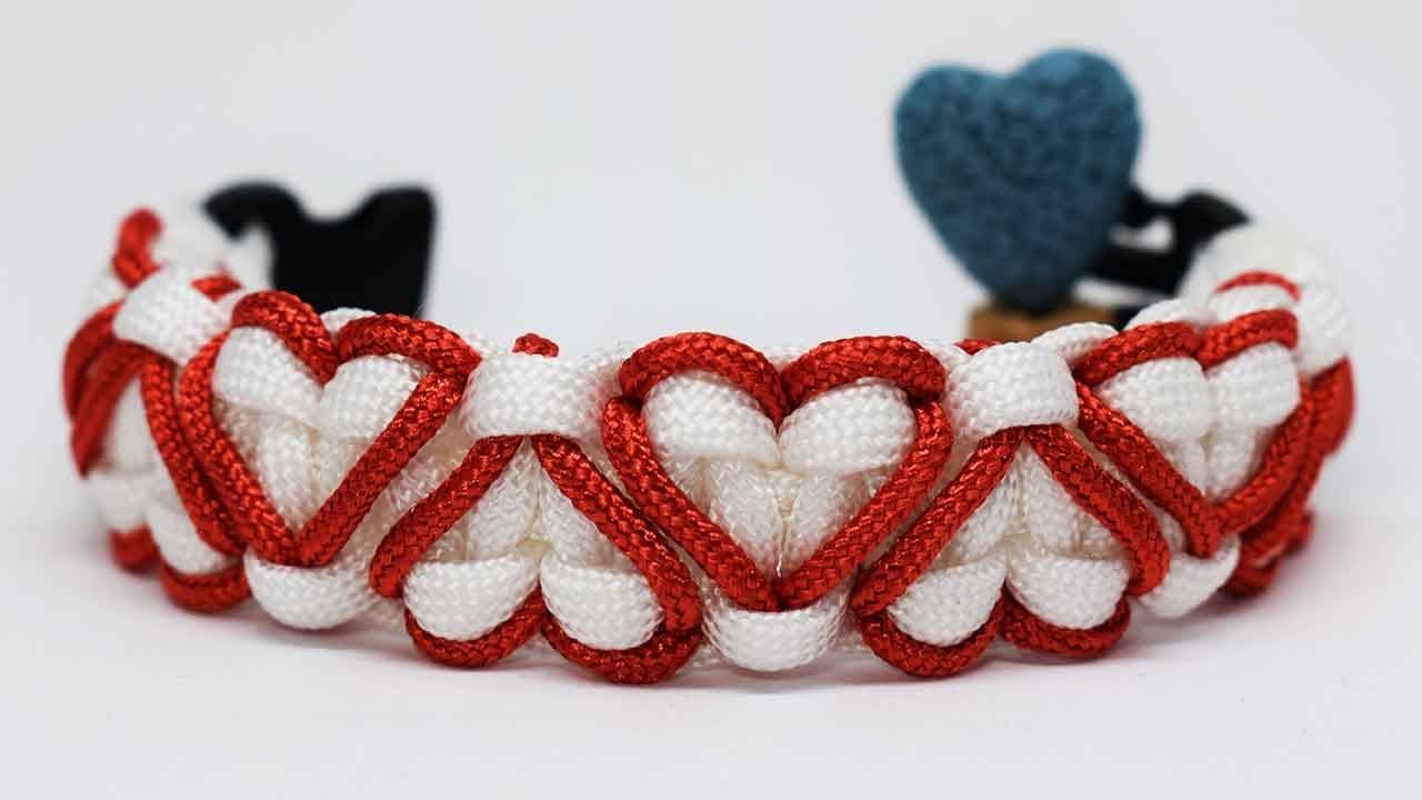 Cómo hacer una pulsera paracord  nudo cobra - solomon con corazones